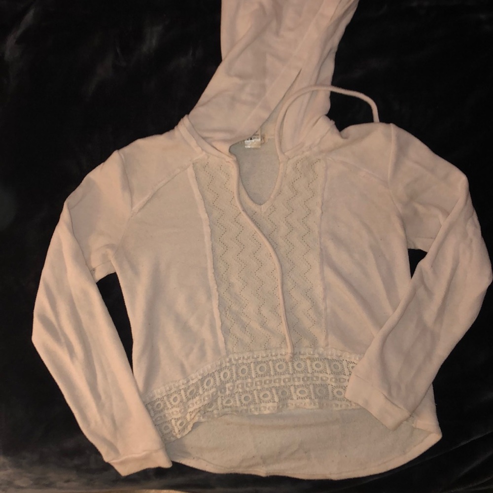 Cream cropped hooded sweater